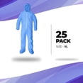 thumbnail image 2 of Disposable Coveralls with Hood, Elastic Wrists, and Boots, Blue Polypropylene, 50 GSM, 25 Count, X-Large, 2 of 8