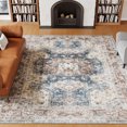 thumbnail image 2 of SIXHOME 4'x6' Area Rugs for Living Room Washable Rug Vintage Tribal Living Room Rug Soft Distressed Indoor Carpet Retro Country Rug for Bedroom Playroom Dining Room Kitchen Foldable Nonslip Rug Blue, 2 of 7
