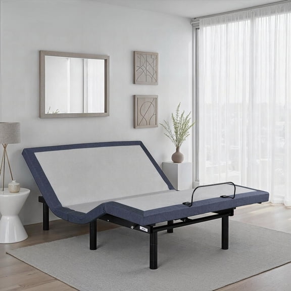 Twin XL Metal Platform Bed Base with Adjustable Head/Foot, Massage & No Box Spring, Gray for Bedroom