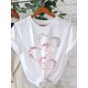 thumbnail image 1 of Silvery pink heart-shaped pattern print This product is designed as a printed pattern, rhinestones/sequins are only used for visual effect T-shirt short-sleeved round neck casual tops summer spring W, 1 of 4