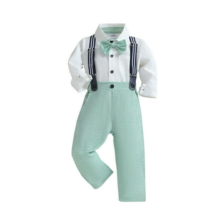 

GDEGE Children Casual Comfortable Fashion Long Sleeves Shirt Pants Boys Spring Fall Long Sleeves Shirt Back Pants Two PC Gentleman Dress Suit for 6 Months to 5 Years