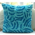 thumbnail image 4 of Pillow Sham Cover, Decorative Blue Euro Size Pillow Shams 26x26 inch (65x65 cm), Silk Euro Pillow Cases, Abstract, Wave, Ribbon Embroidery, Mediterranean Euro Sham - Aqua Ripples, 4 of 4