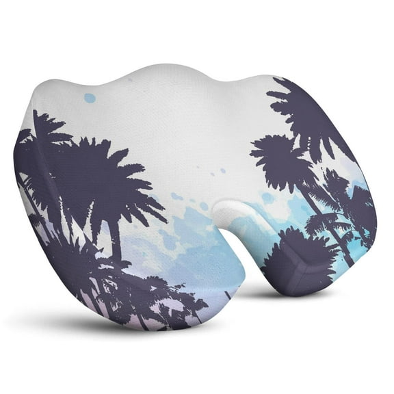 Premium Palm Trees Pattern Memory Foam Seat Cushion Ergonomic Chair Pad for Office Chair, Car, Airplane & Bleachers Sciatica, Tailbone Hip & Back Pain Relief - Chair Cushion for Long Office Workers.
