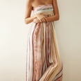 thumbnail image 2 of 2026 New European and American Style Women's Watercolor Stripe Strapless Maxi Dress, Linen Blend Casual Summer Dress, 2 of 4