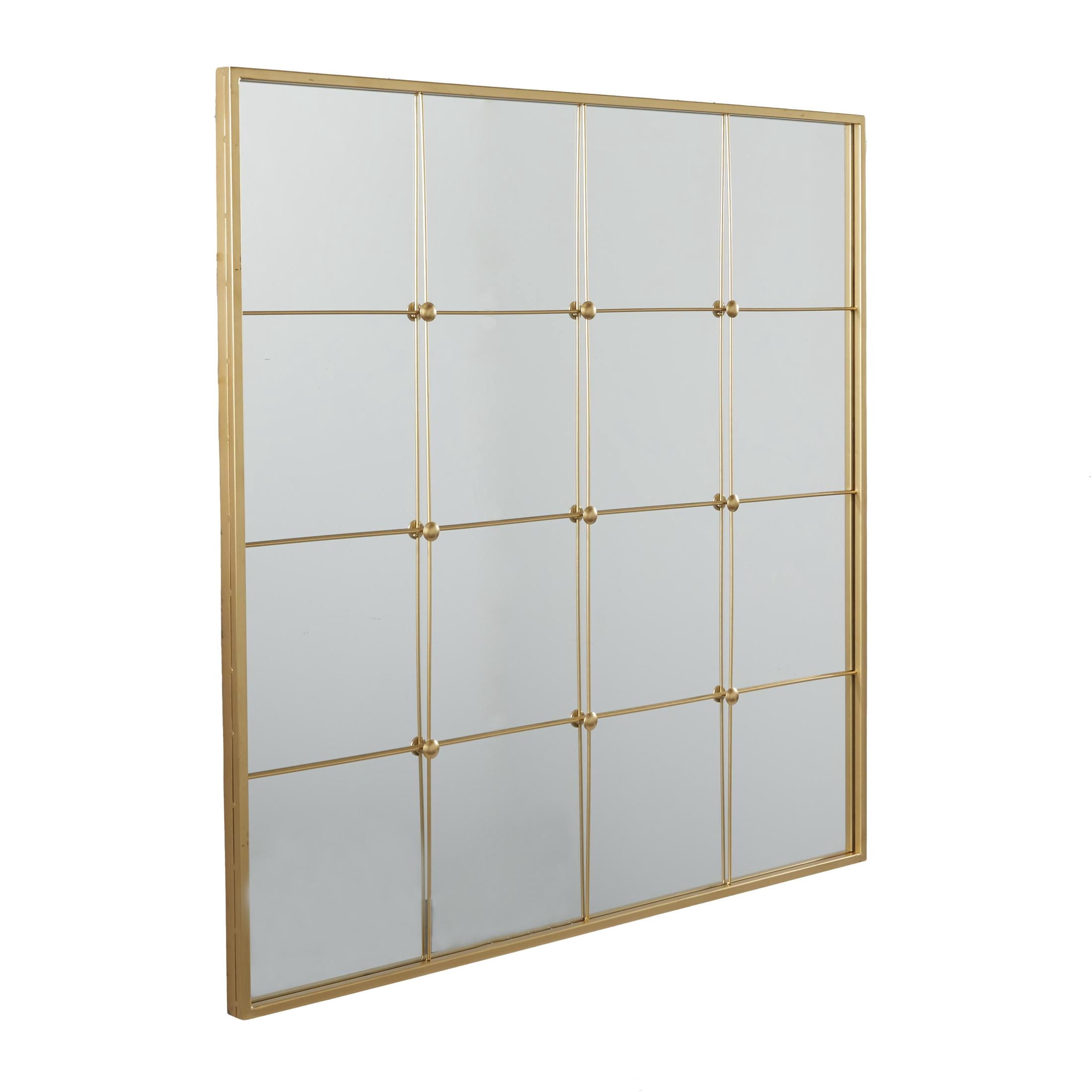 CosmoLiving by Cosmopolitan 36" x 36" Gold Window Pane Inspired Wall Mirror