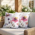 thumbnail image 3 of 24x24 Pillow Covers Set of 2, Purple Spring Floral Square Throw Pillow Covers for Couch/Sofa/Living Room, Pink Flowers Farmhouse Watercolor Decorative Soft Pillowcases for Couch Throw Pillows, 3 of 9