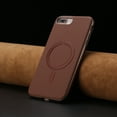 thumbnail image 6 of for iPhone 8 Plus / iPhone 7 Plus Strong Magnetic Case Compatible with Mag-Safe, Luxury Elegant PU Leather TPU Bumper Shockproof Protective Slim Magnetic Phone Cover, Brown, 6 of 6
