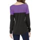 thumbnail image 3 of Camiseta casual de color bloque de manga larga con escote en V para mujer INSPIRE CHIC XS púrpura, 3 of 7