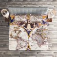 thumbnail image 2 of Ambesonne World Map Quilted Coverlet 3 Pcs, Sun Sky Birds Clouds, Queen Size, Multicolor, 2 of 2