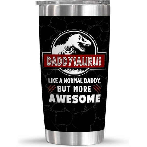 Gifts For Dad From Daughter, Son - Christmas, Thanksgiving, Father''s Day, Birthday Gifts For Dad, New Dad, Dad To Be, First-time Dad Gifts From Wife - Daddysaurus 20oz Stainless Steel Tumbler For Men