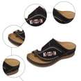 thumbnail image 4 of Rokment Womens Boho Embroidered Orthopedic Wedges Dress Flip Flops with Arch Support 2026 Beach Summer Comfortable Leather Platform Thong Walking Slides Black Size 6, 4 of 6