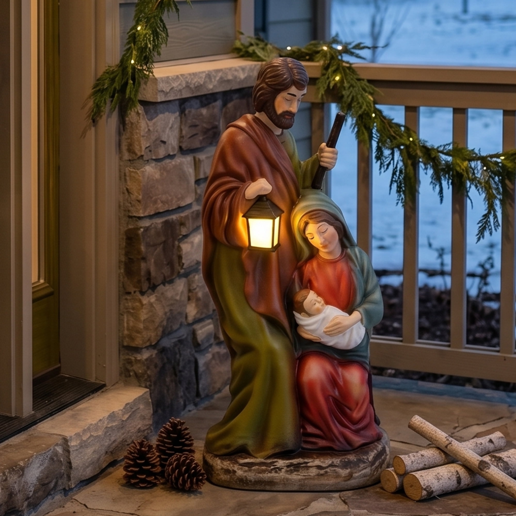 Lighted Blow Mold Joseph, Mary and Jesus Christmas Decoration, Multicolor, 24", by Holiday Time