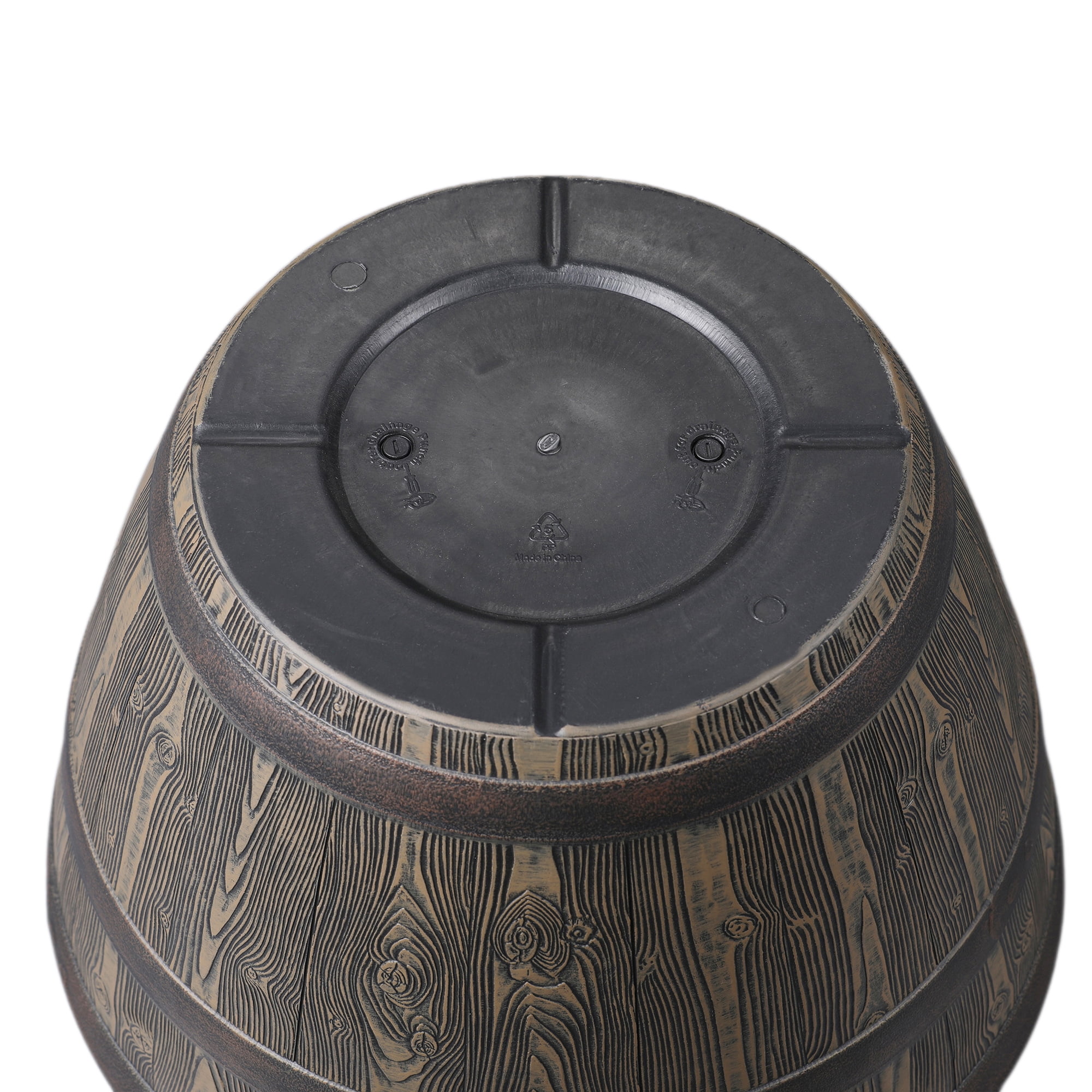 Better Homes & Gardens Whiskey Barrel Brown 100% Recycled Resin Planter, 19.9in x 19.9in x 13in