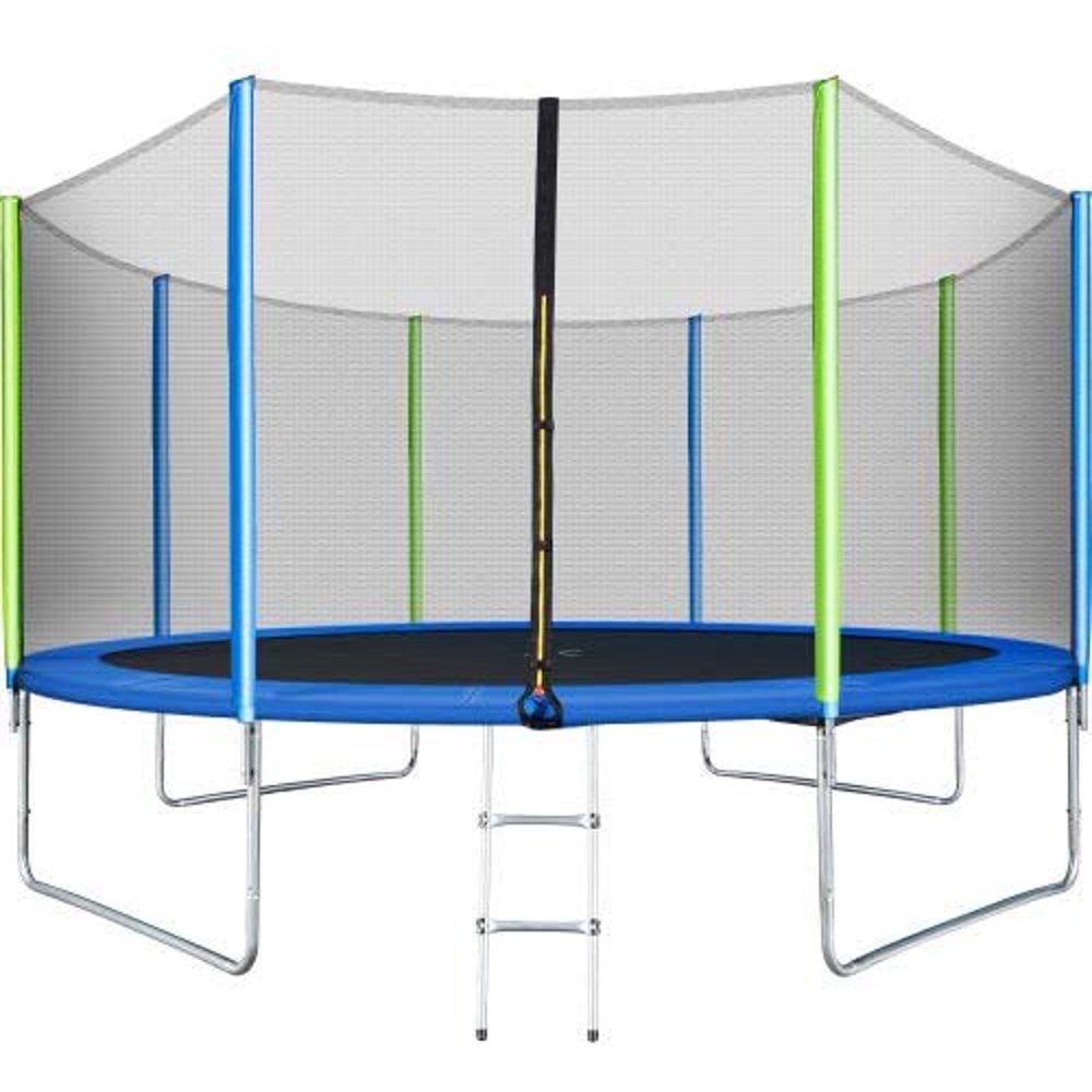 Jump Into Fun Trampoline for Adults, Outdoor 12FT 14FT 16FT Trampoline with Safety Enclosure Net, Bounce Fitness Trampoline with 8 Wind Stakes, Weight Capacity 850lbs for 5-6 Kids - Walmart.com