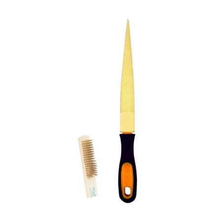 

Chamat 1PC Wood File Woodworking Golden Tapered Rasp Bastard for Wood Leather Plastic Hand Tools with Rubber Handle 8-Inch