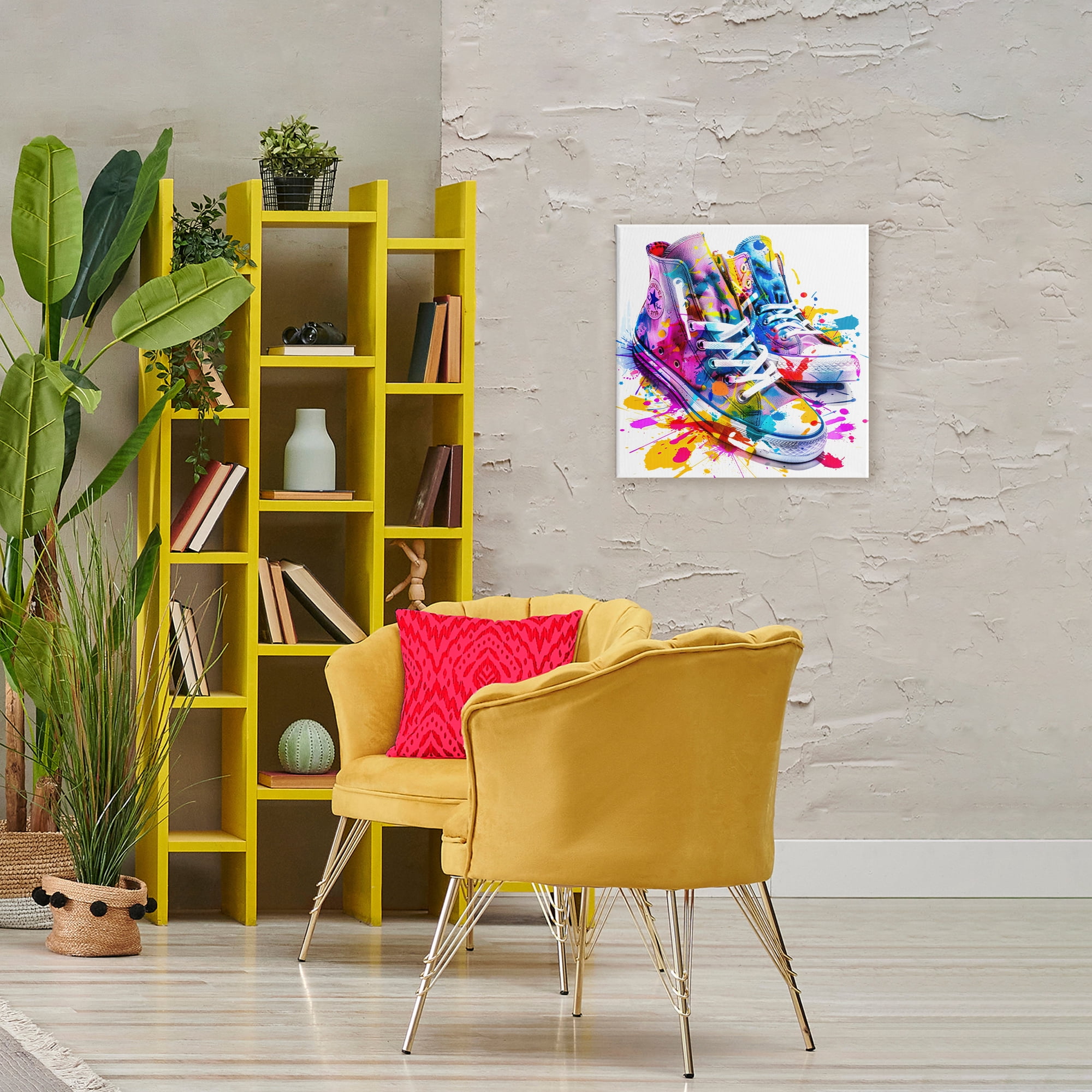 Stupell Industries High Top Sneakers Splash Canvas Wall Art, design by Creative Studio