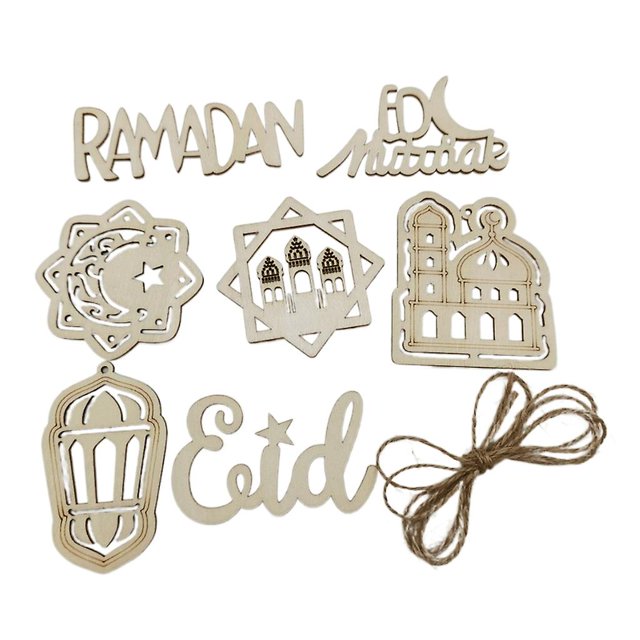 Decoración del dormitorio del dormitorio de carpintería inacabada con 10 colgantes de Eid Al - Fitr