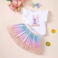 thumbnail image 7 of shoper Easter Baby Girl Party Dress Cute Cartoon Embroidered Egg Short Sleeve Romper Skirt Set with Hair Bow, Girls Summer Outfits White2, 7 of 7