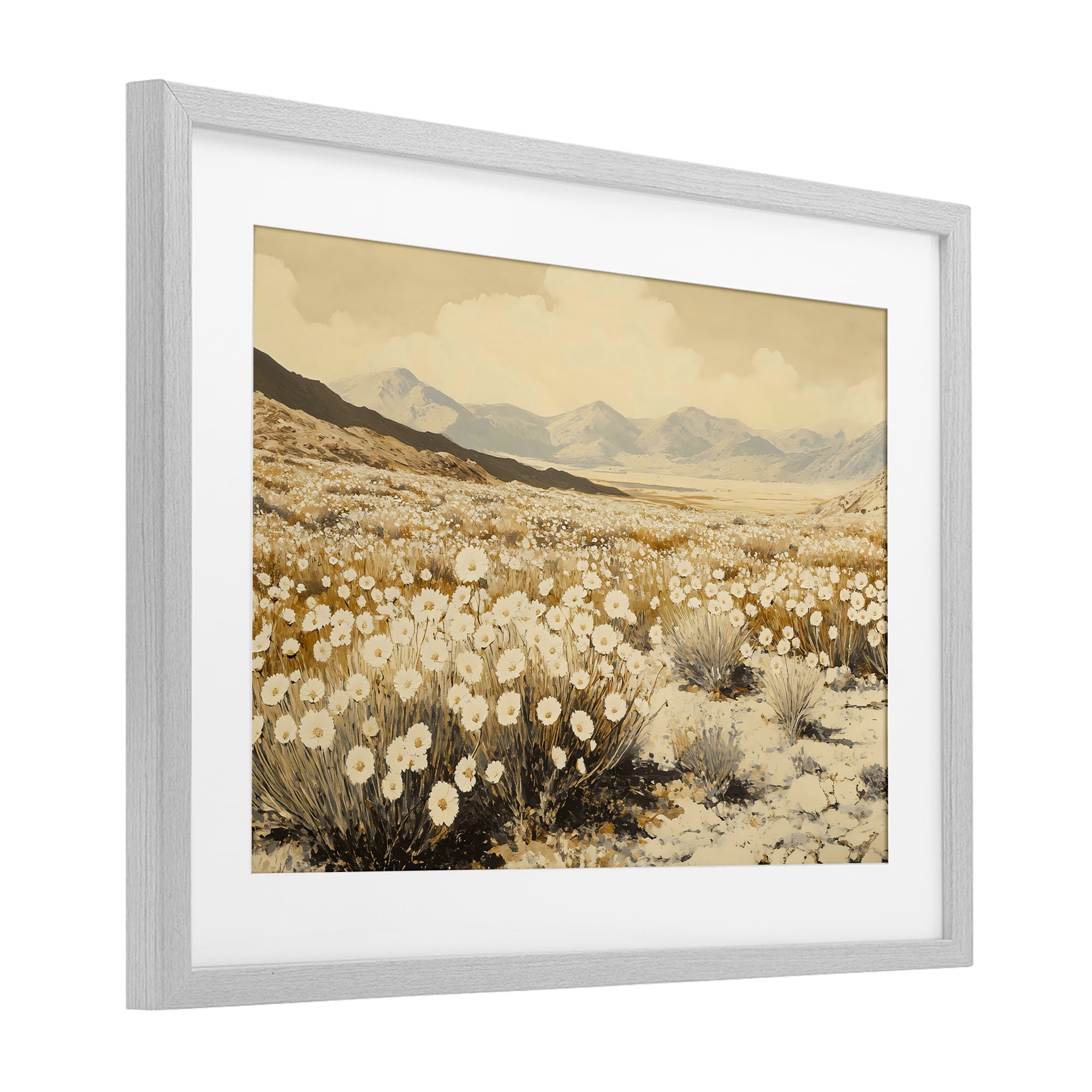 Stupell Industries Desert Wildflowers in Golden Valley Gray Framed Print Under Glass, design by Franklyn Gregory