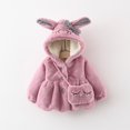 thumbnail image 2 of Mercatoo Baby Girls Thicken Hooded Keep Winter Jacket Coat, Warm Coat+Bag Rabbit, Toddler Girls Fleece Casual Clothes, 2 of 8