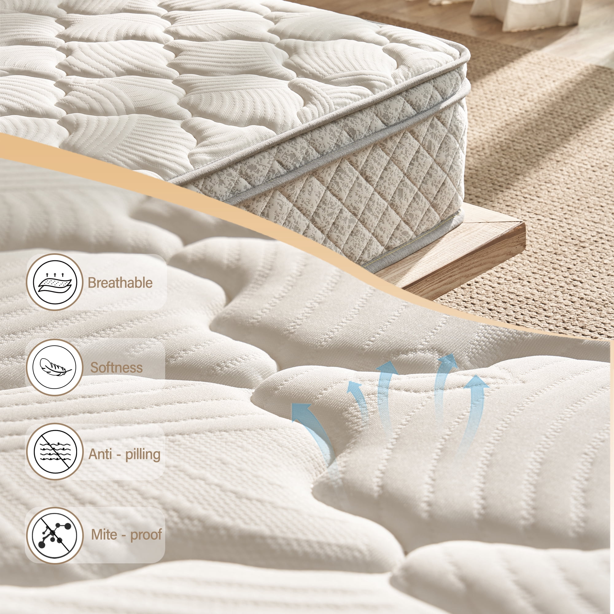 LiviNest King Mattress 12 Inch Hybrid Memory Foam & Pocket Spring for Pressure Relief & Motion Isolation - Medium Firm Mattress in a Box with Reinforced Edge Support for Couples & Adults