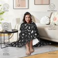 thumbnail image 3 of Wearable Blanket,Black Gothic Skull Spider Pattern Hooded Wearable Flannel Blanket for Adults & Teens with Buckle,Winter Poncho Shawl Wrap Cape,60"x80", 3 of 3