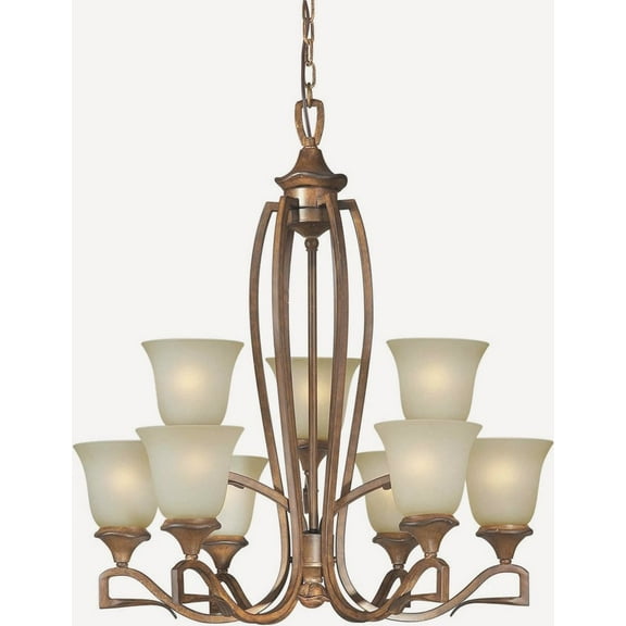 Forte Lighting 2283-09 28Wx31h 9 Light Chandelier - Rustic Sienna