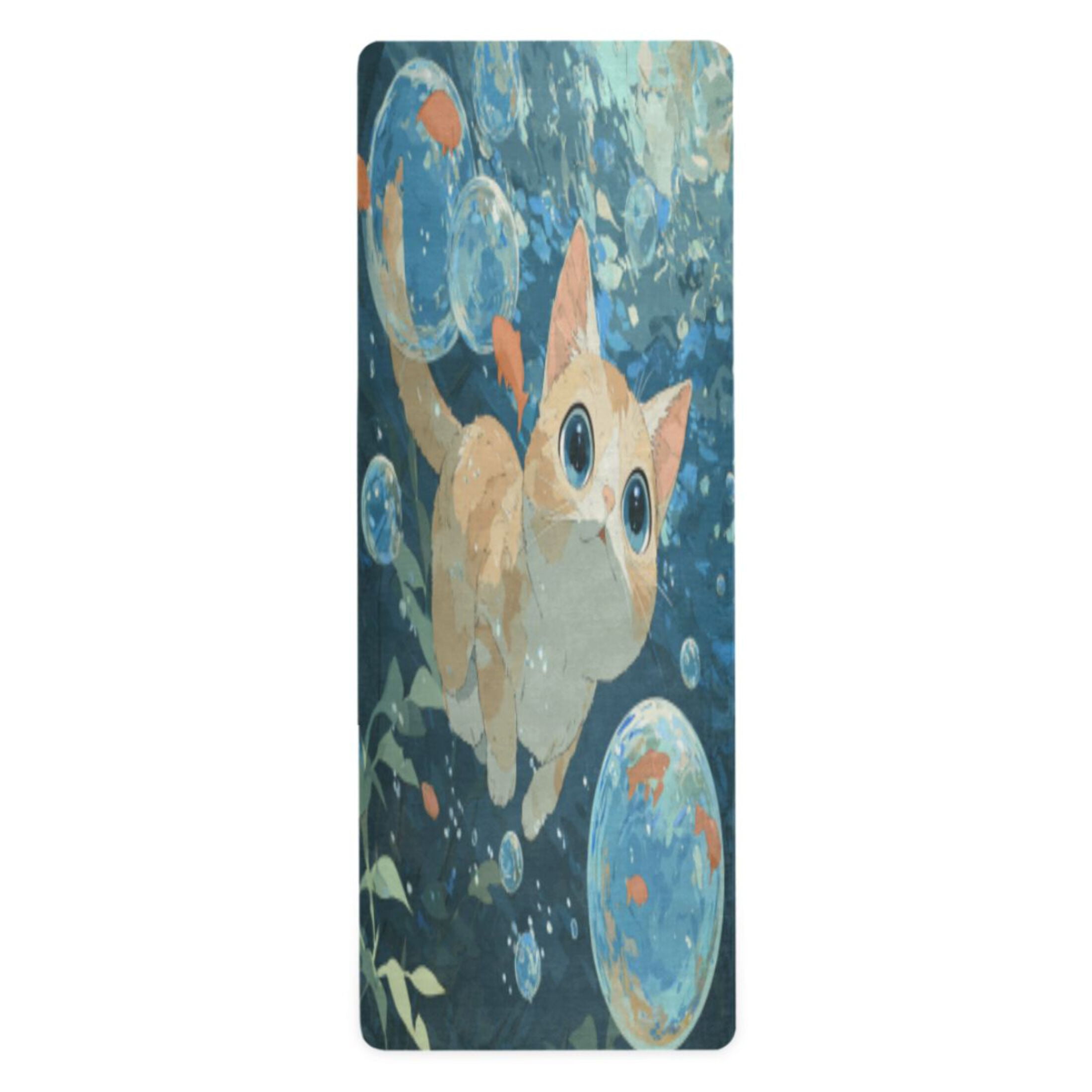 BZSMCE Yoga Mat Women Fitness Mat Bubbly Kitten Swim Pattern