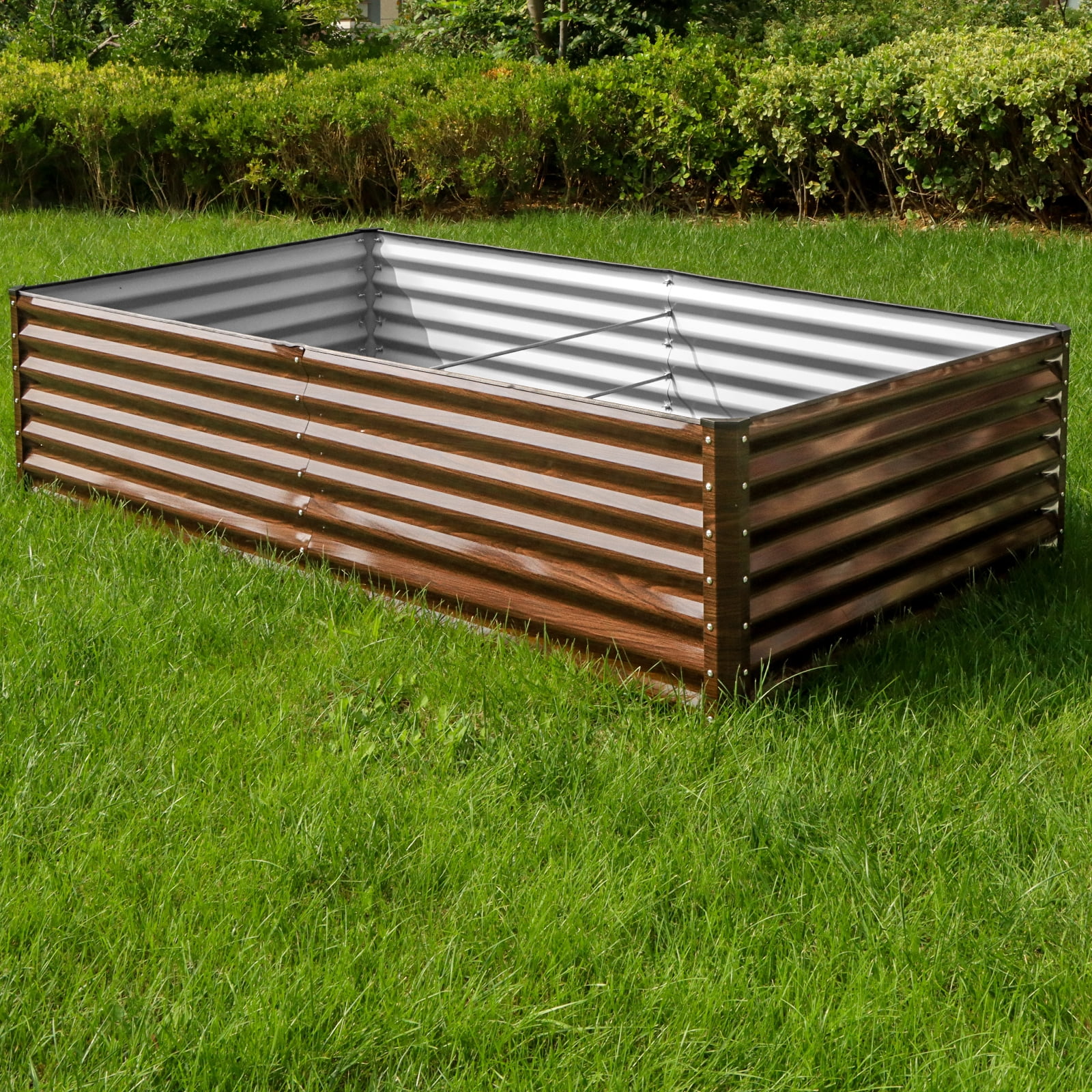 SnugNiture 8x4x2 ft Galvanized Raised Garden Bed, Deep Root Metal Planter Box for Vegetables, Flowers