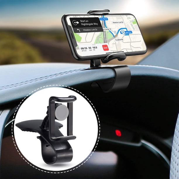 Soporte Para Teléfono De Coche , De Montaje Con Clip De Salpicadero Giratorio Celular De Rotación De 360 Grados
