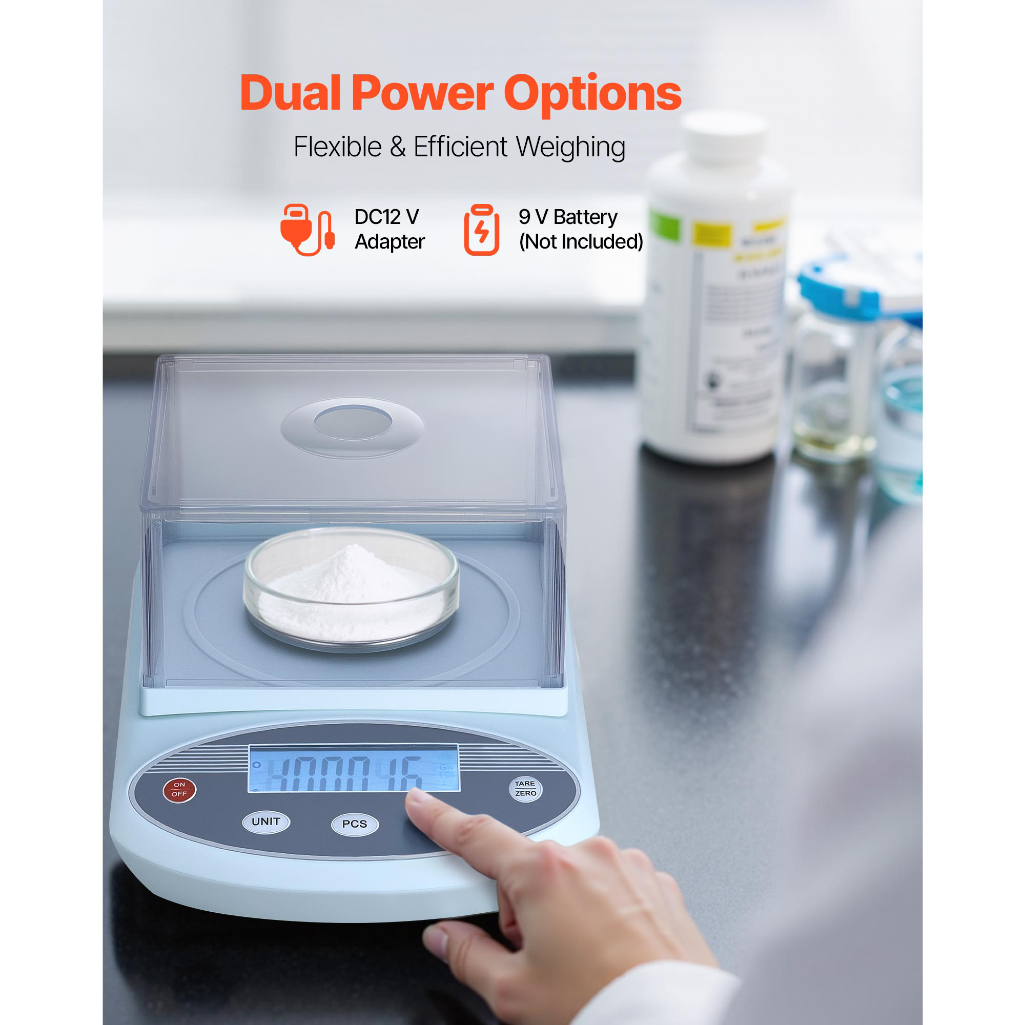 KFFKFF Analytical Balance, 200 g x 0.001 g, Precision Lab Scale with 13 Measurement Units, Digital Electronic Scale with Glass Draft Shield and Weighing Pan, Suitable for Laboratory, Jewelry