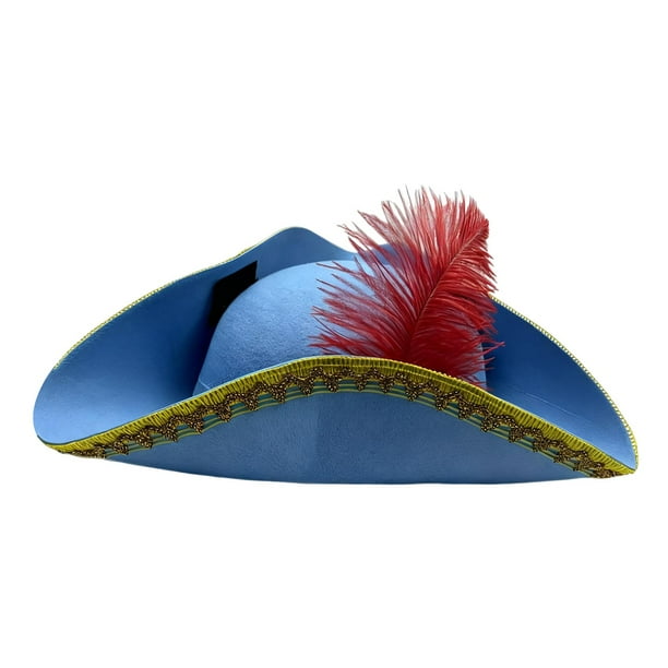 Sombrero de pirata para Halloween, disfraz elegante, regalo, tocado para fiesta temática pirata, sombrero de bucanero Azul
