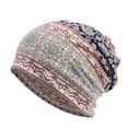 thumbnail image 1 of serony Bonnet Slouchy Style Bohème Musulman Hijab Turban Extensible Mode Protection des Oreilles Accessoires de Coiffure Bonnet Bleu, 1 of 9