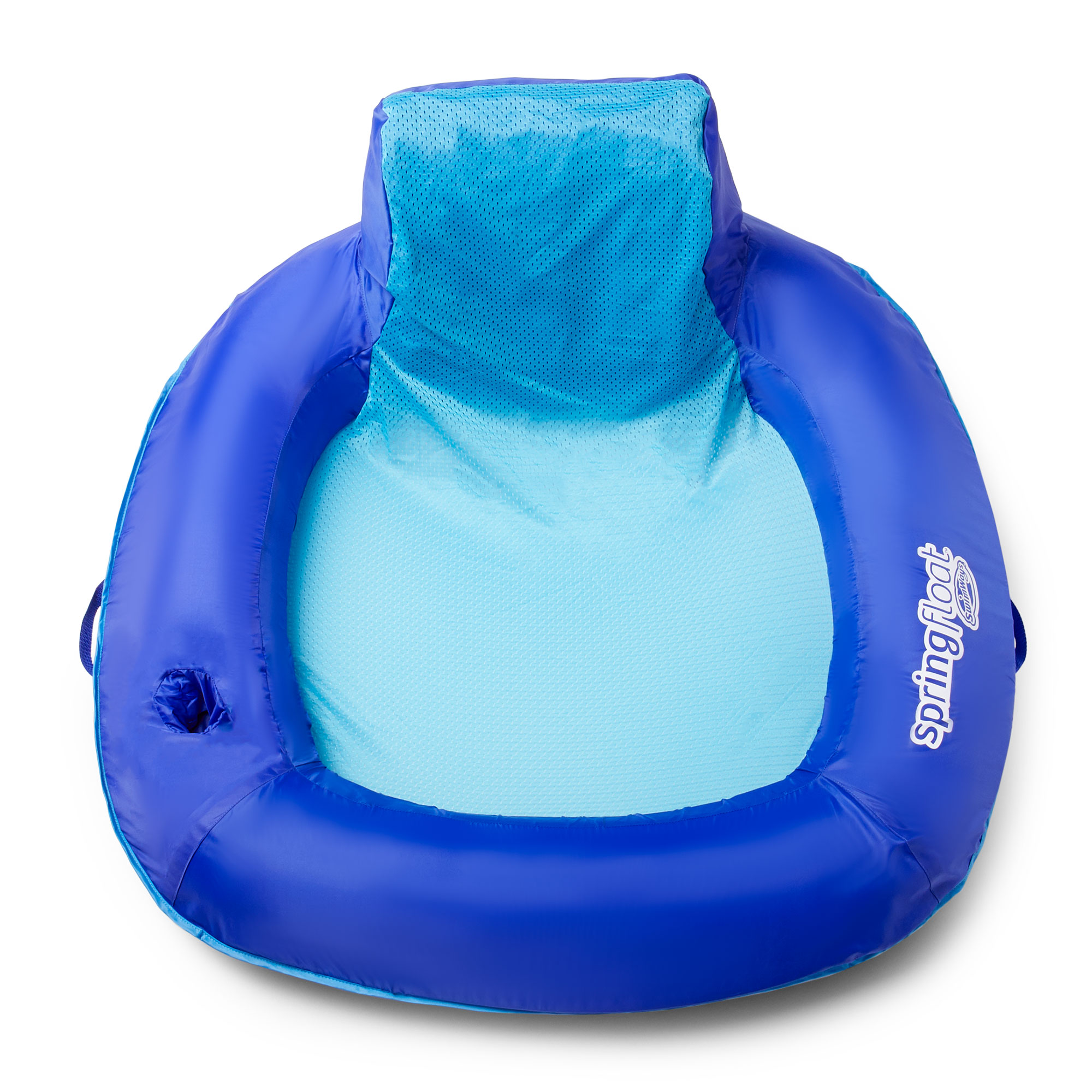 SwimWays SunSeat Floating Inflatable Swimming Pool Lounge Chair w/Armrests, Backrests, and Cup Holder, Dark Blue - image 3 of 8