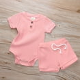 thumbnail image 2 of Fesfesfes Casual Baby Boy Clothes Set Toddler Girl Cotton Short Sleeve Tops Shorts Outfits, 2 of 9