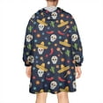 thumbnail image 2 of Wearable Oversized Blanket,Navy Mexican Skull Pattern Wearable Blanket Hoodie for Adults,Cozy Hooded Blankets with Super Pockets,Super Warm Fuzzy Pullover for Women & Men, 2 of 6