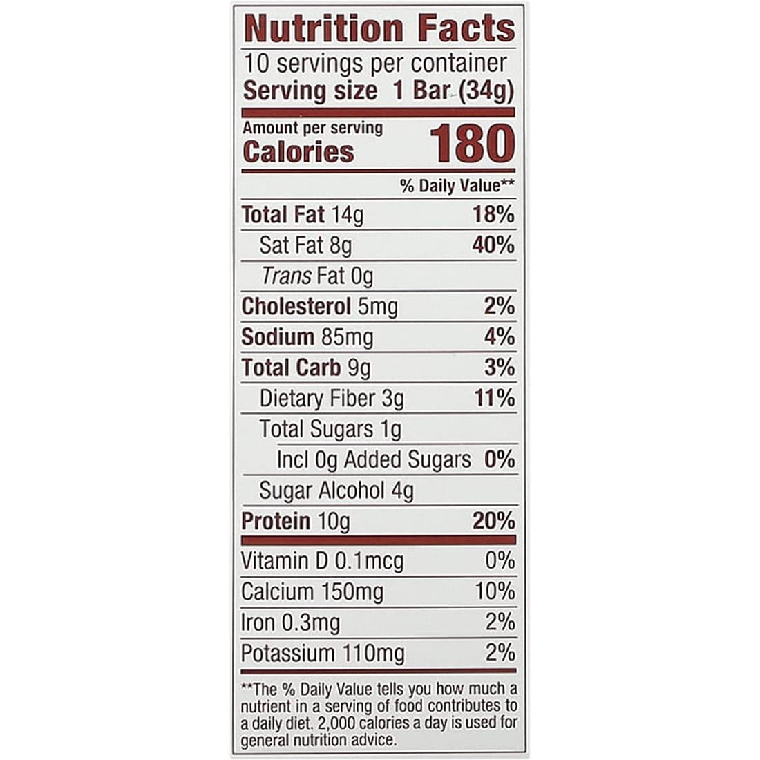 Keto Protein Bars, Chocolate Peanut Butter Cookie Dough, 10 Bars, 1.2 oz (34 g) Each, Think !