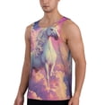 thumbnail image 2 of Gukieu Colorful Cloud White Horse Print Men's Quick Dry Fitness Vest, Round Neck Sleeveless Fitness Bodybuilding Top-3X-Large, 2 of 7