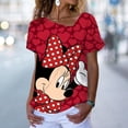 thumbnail image 1 of Women Disney Mickey Mouse Minnie 3D Print T-Shirt Loose Short Sleeve T-Shirt Top Fashion Ladies Boho V-neck 3D T-shirt XS-5XLL Gao Jinjia LED, 1 of 2