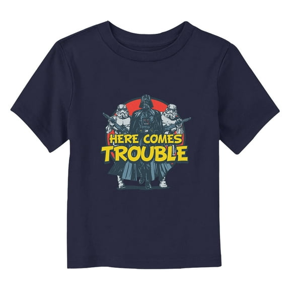 Star Wars Darth Vader and Stormtroopers Here Comes Trouble Graphic T-Shirt