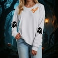 thumbnail image 2 of Jkety Halloween Tshirts Women Halloween Sweatshirts for Women Ghost Pumpkin Long Sleeve Shirt Graphic Tees Fall Pullover Tops(Grey,M), 2 of 5