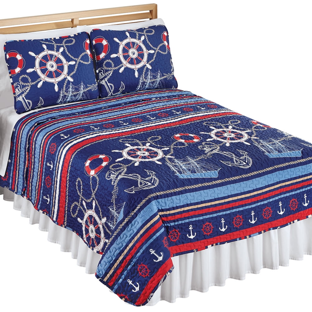 Gilligan Nautical Themed Decor Bedding Quilt Coverlet Walmart Com