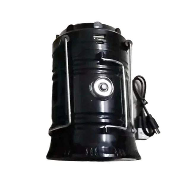 Lanterne de Camping Extérieure Rétractable à Énergie Solaire avec Recharge USB Type-C – Lumière de Tente Portative, Durable, 5800 Noire à Main pour la Randonnée, le Camping et les Aventures en Plein Air – Rechargeable Écoresponsable
