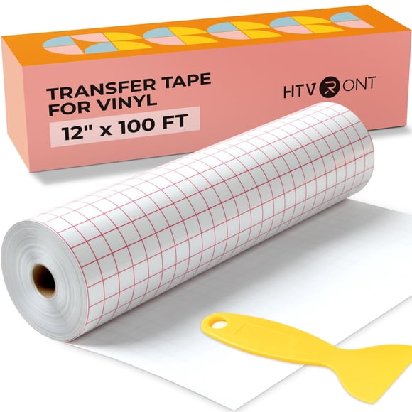 Cinta de Transferencia HTVRONT 30 cm x 30 m con Cuadrícula Roja de Alineación