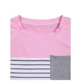 thumbnail image 4 of TWZH Women Stripes Patchwork Pocket Front Tee Shirt Long Sleeve Stylish Tops, 4 of 8