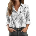 thumbnail image 2 of Womens Button Down Shirt Long Sleeve Blouse Business Work Tops Dressy Casual Floral Printed Outfits White S, 2 of 6