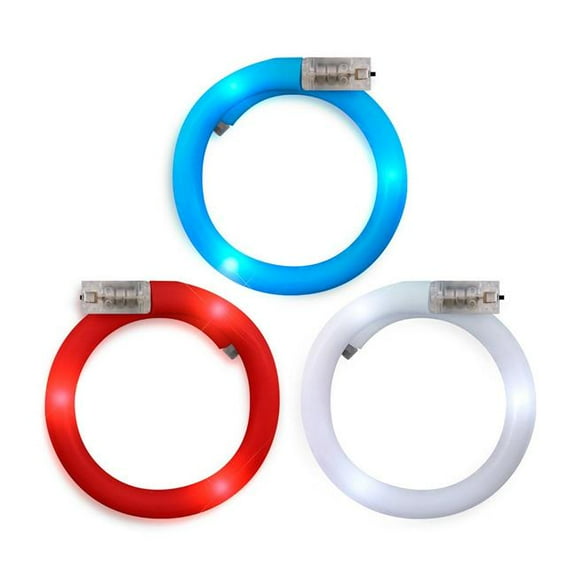 Blinkee RWBPTB-4thJ Adjustable Assorted Color Light Up Patriotic Tube Bracelets for 4th of July, Red, White & Blue- Pack of 12
