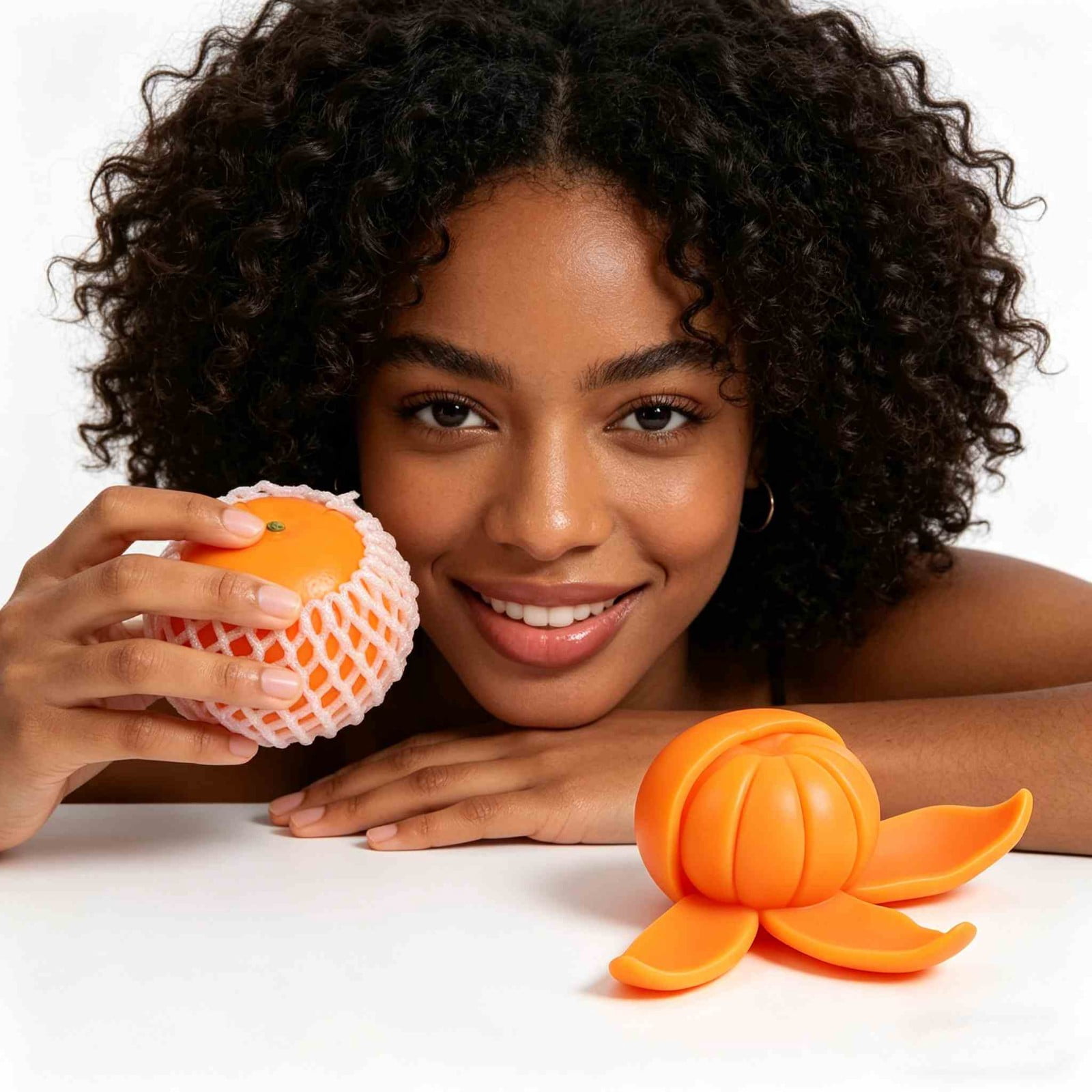 Peelable Orange Stress Relief Ball Realistic Tangerine Slow Rising Soft Silicone Fruit Squeeze Anxiety Adhd Calming Sensory Desk Accessory Office