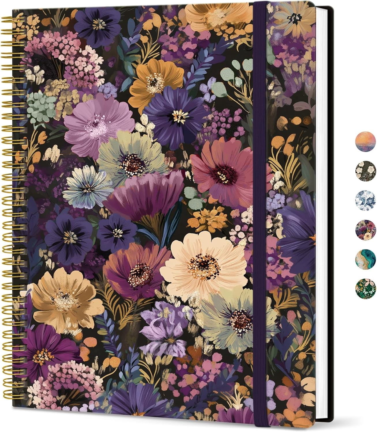 A house of tools Large Spiral Lined Journal for Women, 8.5" x 11" Notebooks for Work Collge Ruled, A4 Aesthetic Cute Journaling Notebooks for Writing, Plastic Cover, Abundant Floral