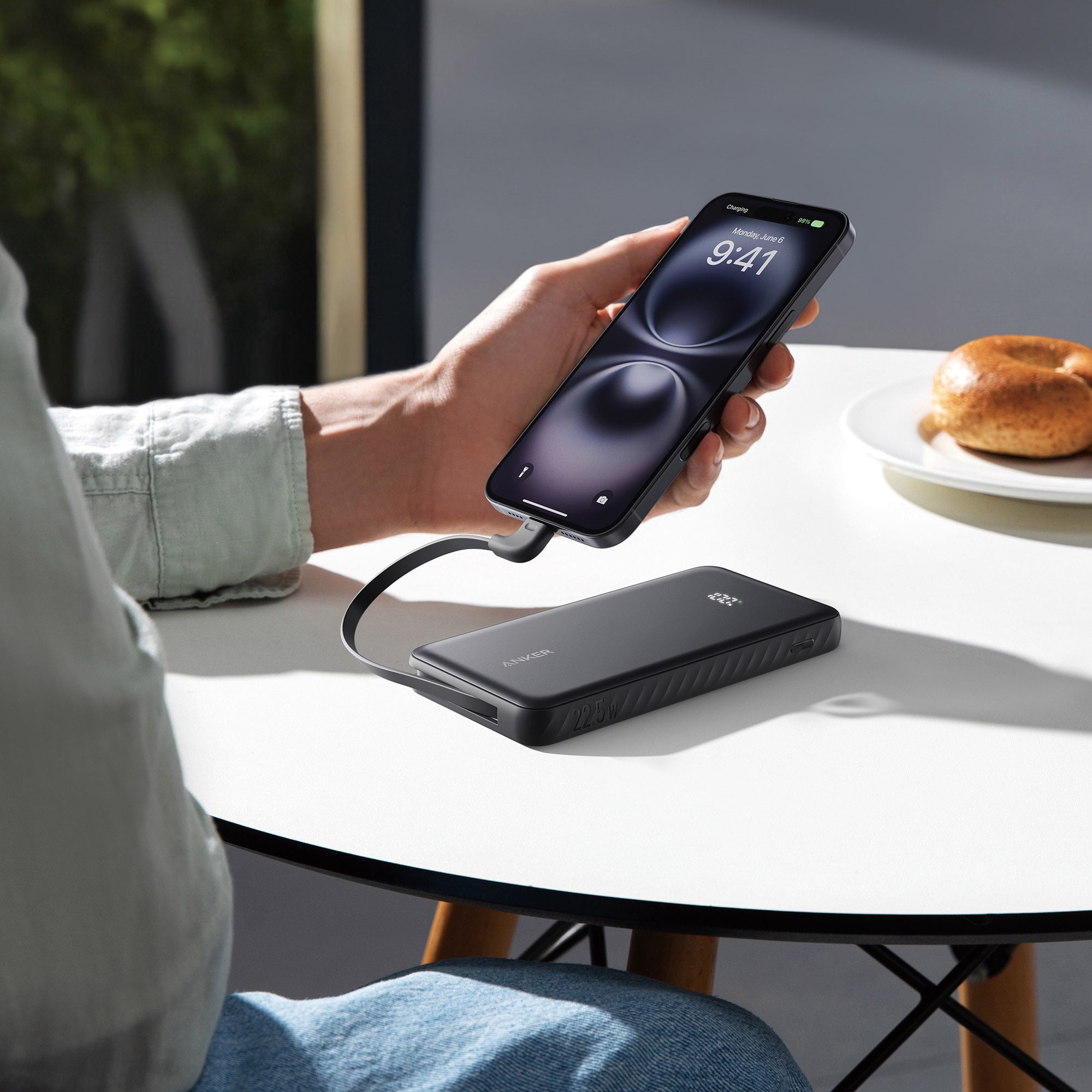 Anker Power Bank (10,000mAh, 35W, Dual Built-in USB-C Cables)